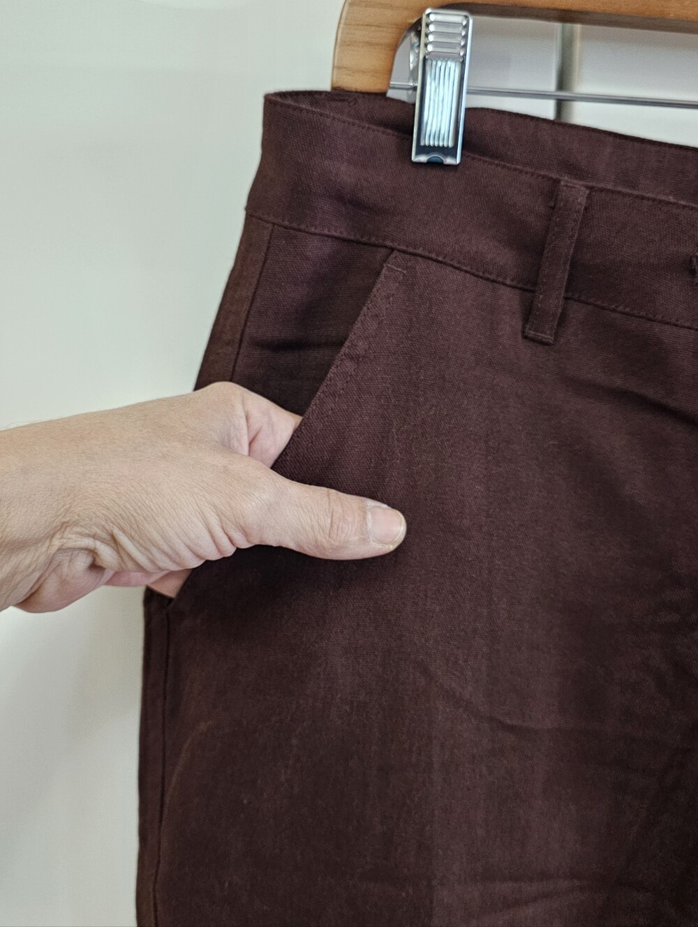 New Willit Burgundy Red Straight Fit Cotton Linen Blend Twill Chino Trousers - Picture 12 of 13
